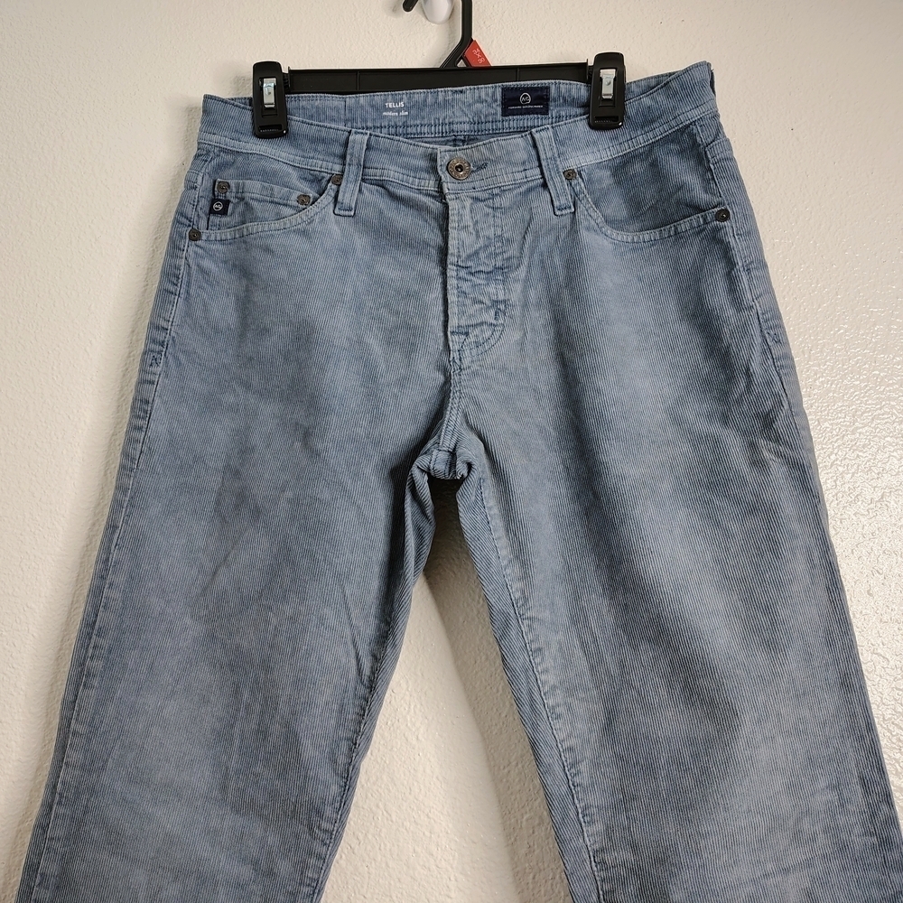 AG Adriano Goldschmied Tellis Modern Slim Light Blue Corduroy Jeans Sz 30x34 - Picture 2 of 16